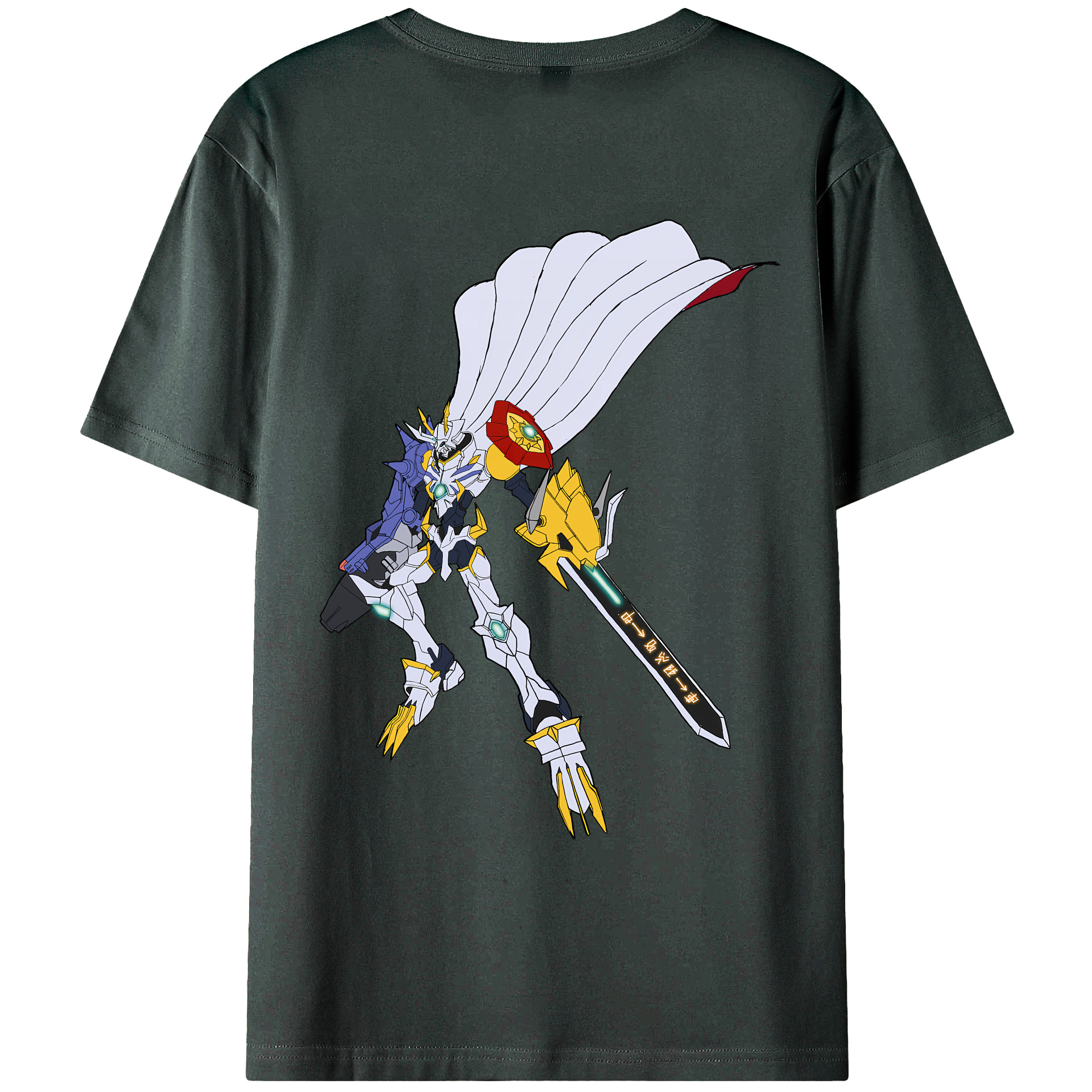 （画像用） Digimon デジタルモンスター/デジモン 綿100％ メンズ半袖Tシャツ（バックプリント） 通気性